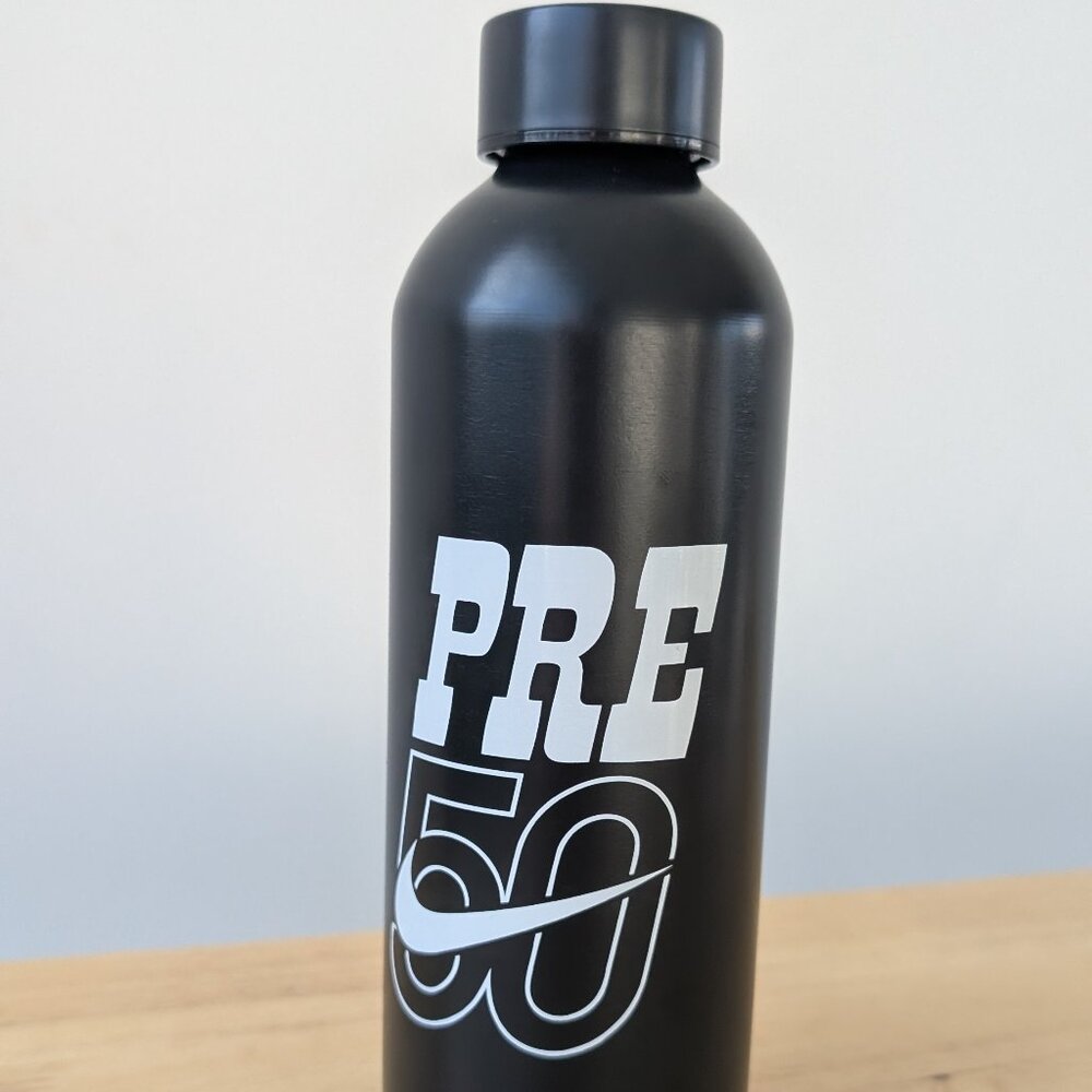 PRE50 Black Aluminum Water Bottle – 25 oz – Pre Fontaine UofO Nike Track Meet